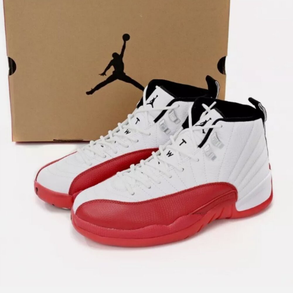 White Red  Air Jordan 12 Basketball Mens Shoes